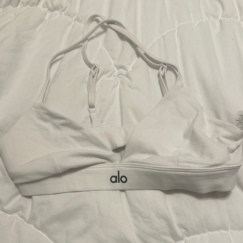 ALO Yoga White Sports Bra with Strappy Back
